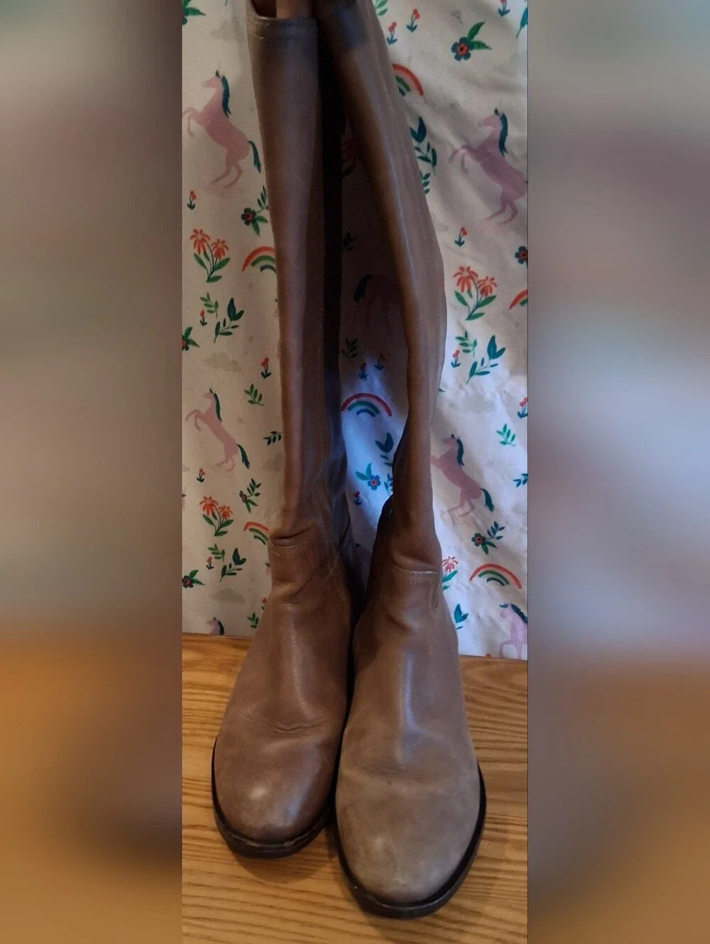 Tory Burch Fulton Grey Leather Over-the-Knee Equestrian Western Riding Boot SZ 8